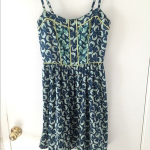 Lauren Conrad Navy Floral Skater Dress Sz 4